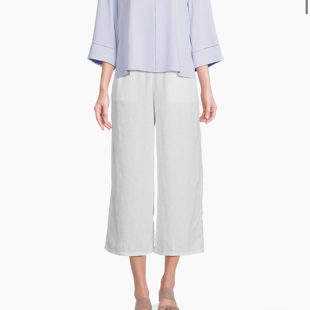 NWT Eileen Fisher Wide Leg Cropped Linen Pants 2X